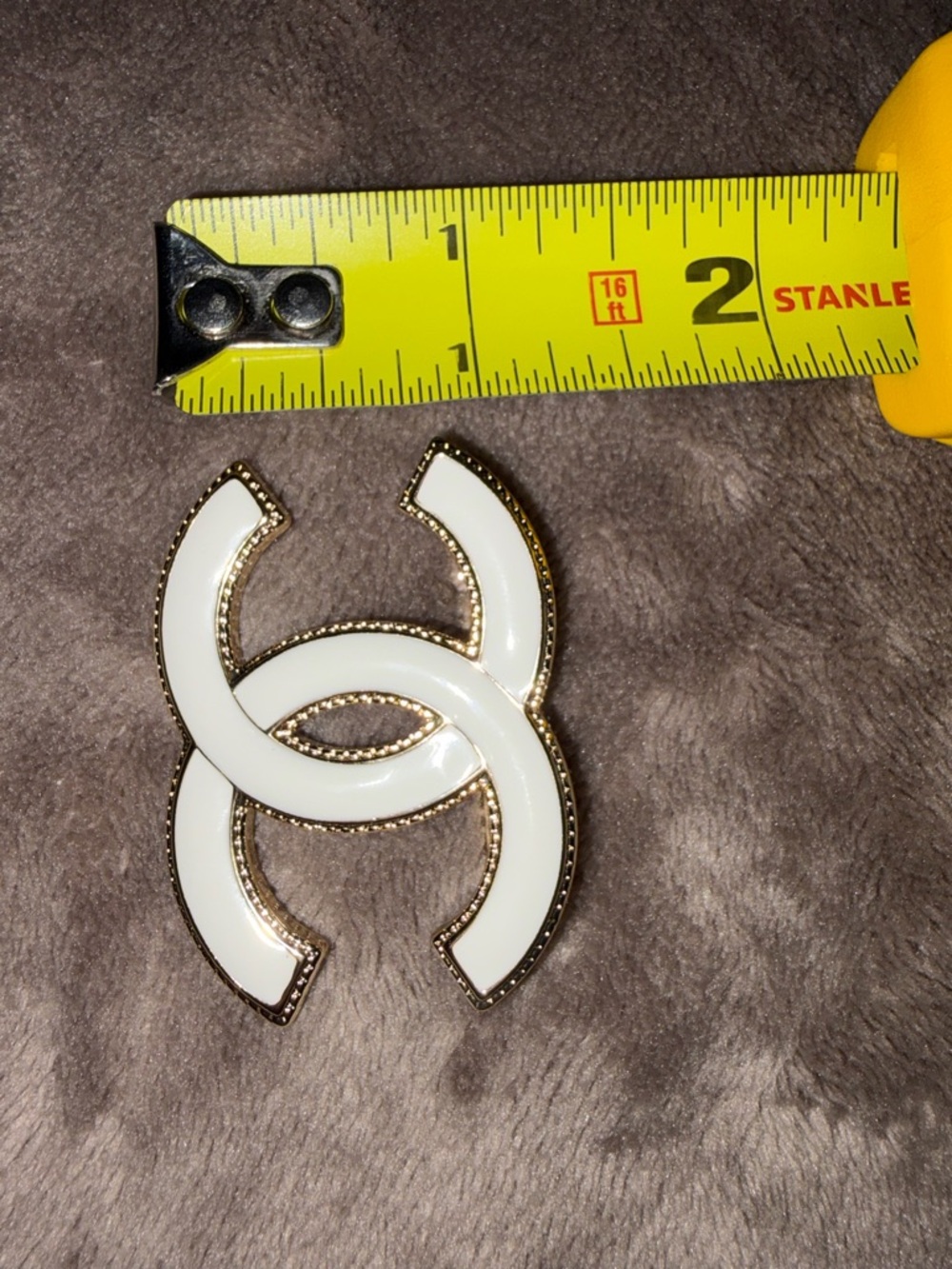 Chanel White  Brooch with Gold Trim - Picture 2 of 7